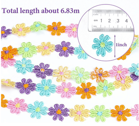 Dantela florala, Poliester, 1 m, Multicolor