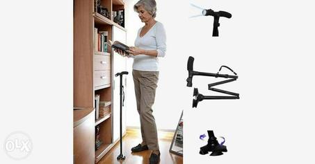 عكاز و عصا طبي سحري لكبار السن قابل للطي ومزود بكشاف اضاءه
