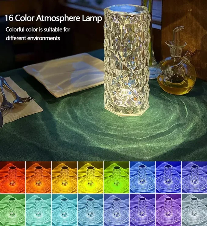 Lampe CRISTAL tactile à LED avec effet diamant - Pétale de rose