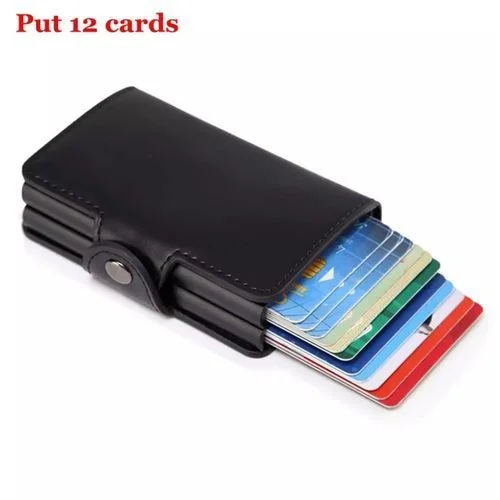 Portefeuille Intelligent Double Boite porte-cartes Blocage RFID - Noir