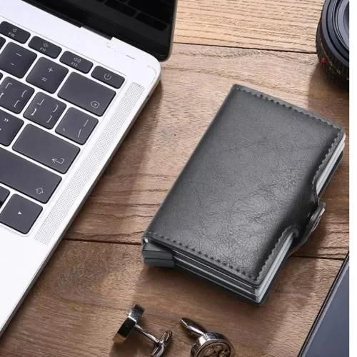 Portefeuille Intelligent Double Boite porte-cartes Blocage RFID - Noir