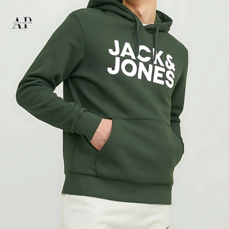 Sweat capuche JACK & JONES NOIR VERT FONCÉ