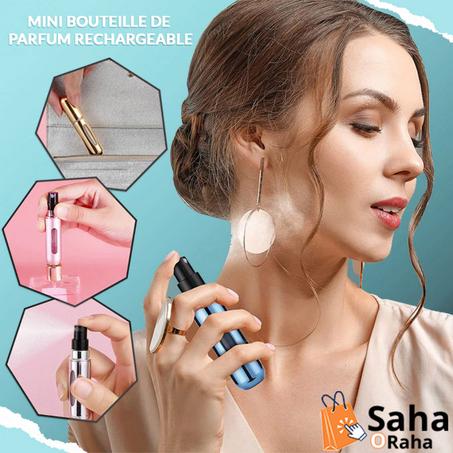 Mini Bouteille De Parfum Portable Rechargeable Avec Pompe De Parfum En Spray, Conteneurs Cosmétiques Vides, Atomiseur Pour Les Voyages, 5ml, Couleur : Gris métalisé.