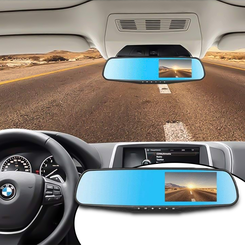 عرض 2 مرايا و كاميرة السيارة سهله التركيب - Front & Back view camera