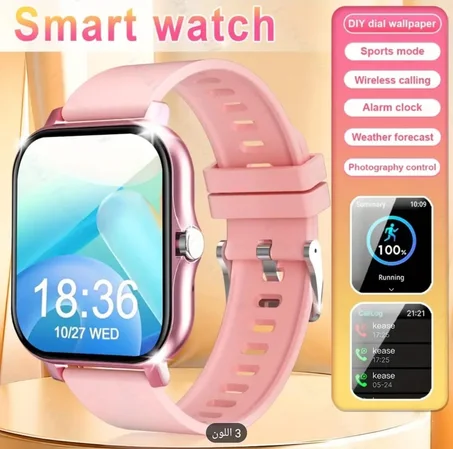 ساعة ذكية للرجال والنساء - مكالمات لاسلكية، تتبع اللياقة البدنية مع عداد الخطوات ساعة منبه توقعات الطقس