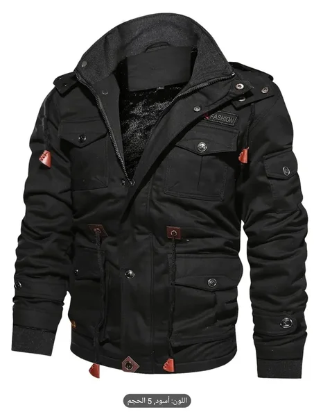 جاكيت رجالي طويل متين - معطف بغطاء رأس وسحاب كامل مع جيوب متعددة ملابس خارجية للطقس البارد للخارج التنقل العمل -