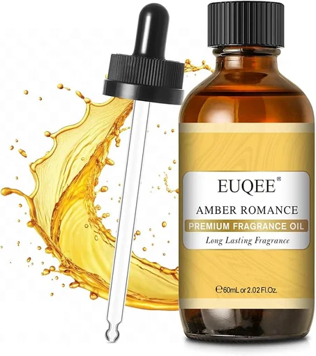 Aceites de fragancia ámbar EUQEE Romance, 60 ml/ 2.02 Fl oz de aceites esenciales para difusor, fabricación de velas, jabón de bricolaje con cuentagotas de vidrio