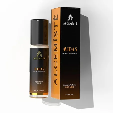 ALCEMÍSTÉ Colonia concentrada para hombres – Colonia para hombre de larga duración – Perfume de bolas de rodillo a base de aceite puro con infusión de feromonas para él – Fórmula de tamaño de