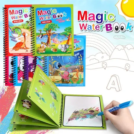Reusable children's magic water book set
