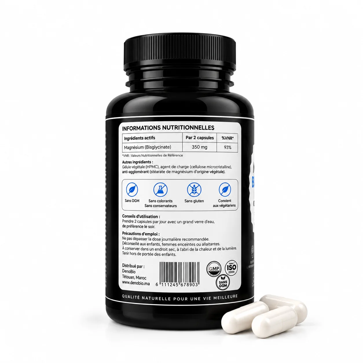 DenoBio Magnesium Bisglycinate 350 mg – 60 Capsules