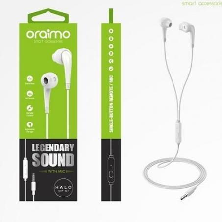Oraimo سماعات اوريمو الأصلية بيضاء، مع ميكروفون وضمان لمدة 12 أشهر