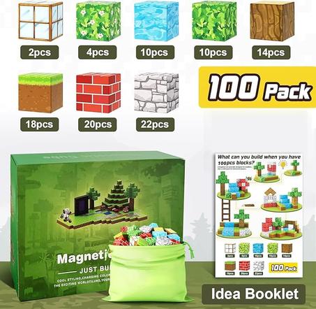 مجموعة مكعبات بناء مغناطيسية من 100 قطعة للأولاد والبنات