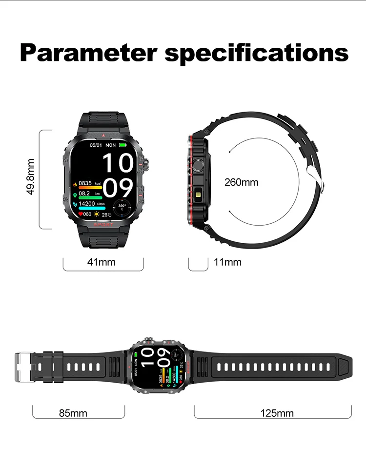 Montre Connectée G45 robuste ,Sport, GPS ,Étanche 1ATM – Suivi Santé & Multi-Sports(Batterie 420 mAh)