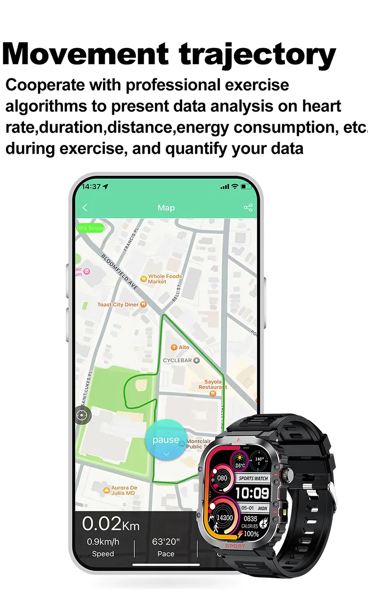 Montre Connectée G45 robuste ,Sport, GPS ,Étanche 1ATM – Suivi Santé & Multi-Sports(Batterie 420 mAh)