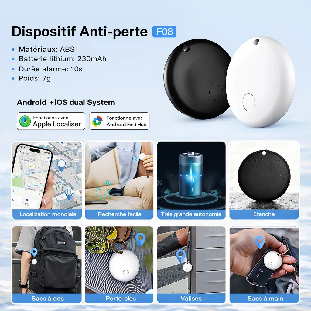 Mini Traceur Intelligent – Compatible iPhone & Android | Localisez vos objets facilement