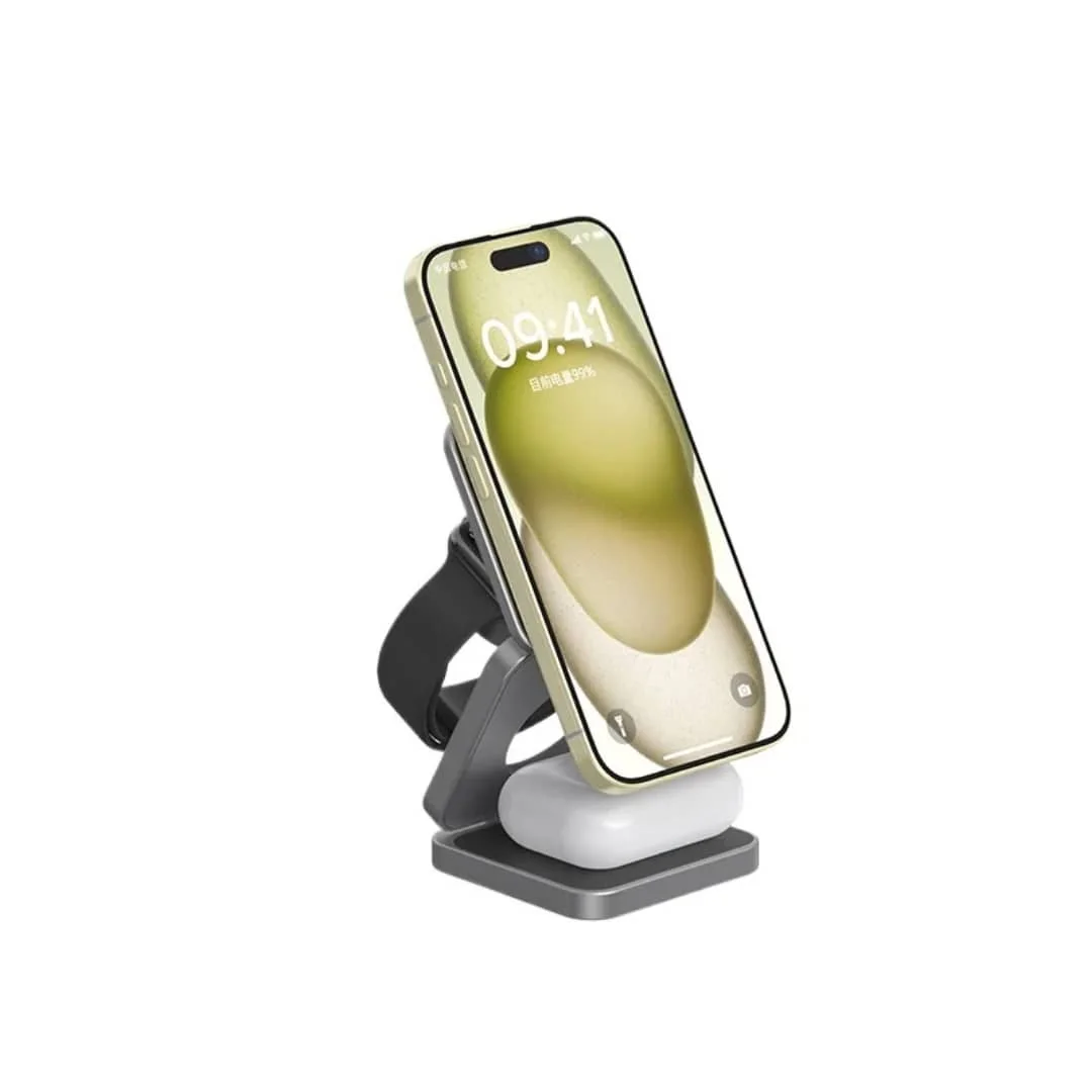 SUPPORT DE CHARGEUR MAGNÉTIQUE 3-EN-1 PLIABLE – IPHONE, APPLE WATCH & ANDROID