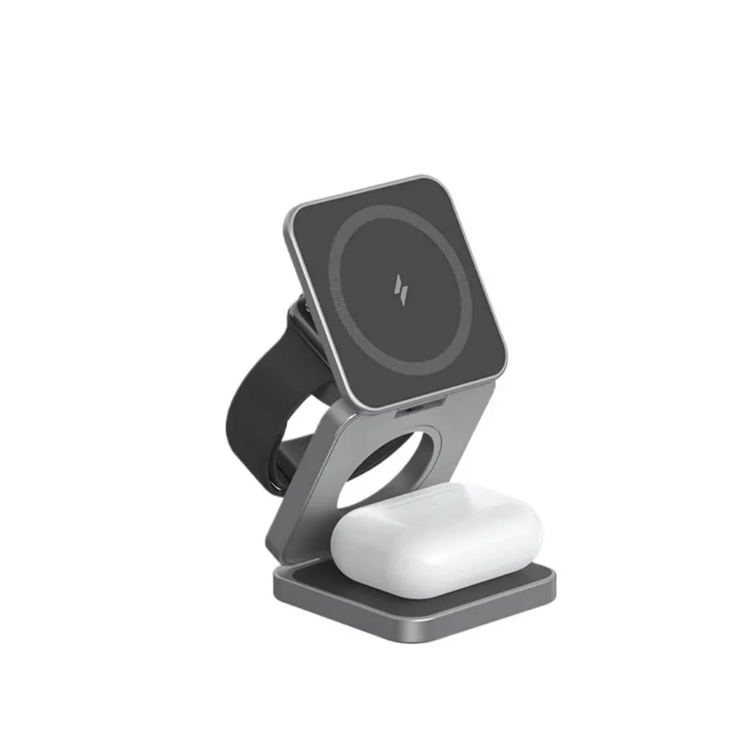 SUPPORT DE CHARGEUR MAGNÉTIQUE 3-EN-1 PLIABLE – IPHONE, APPLE WATCH & ANDROID