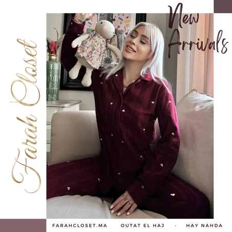 بيجامة قطيفة - أحمر مطفي