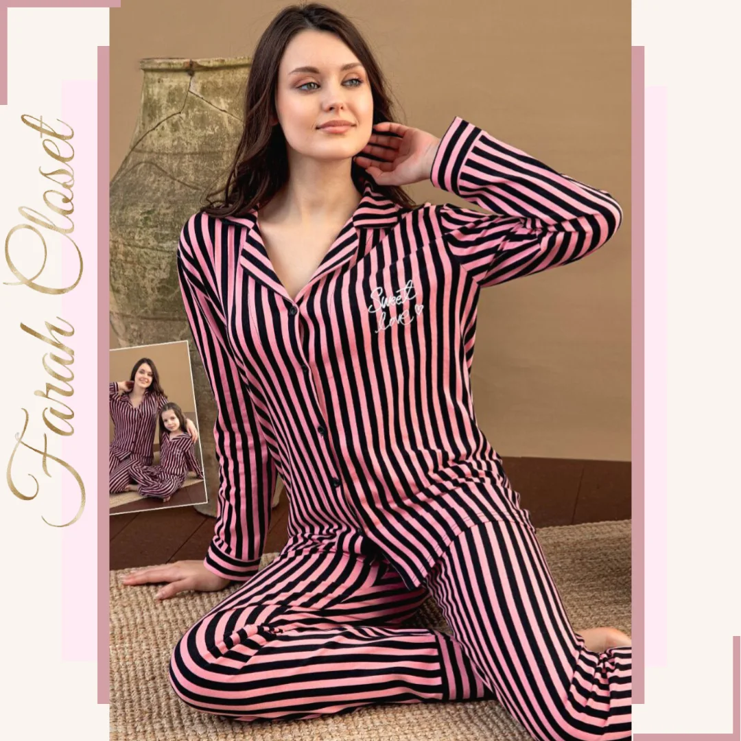 بجامة SWEET LOVE  مخططة