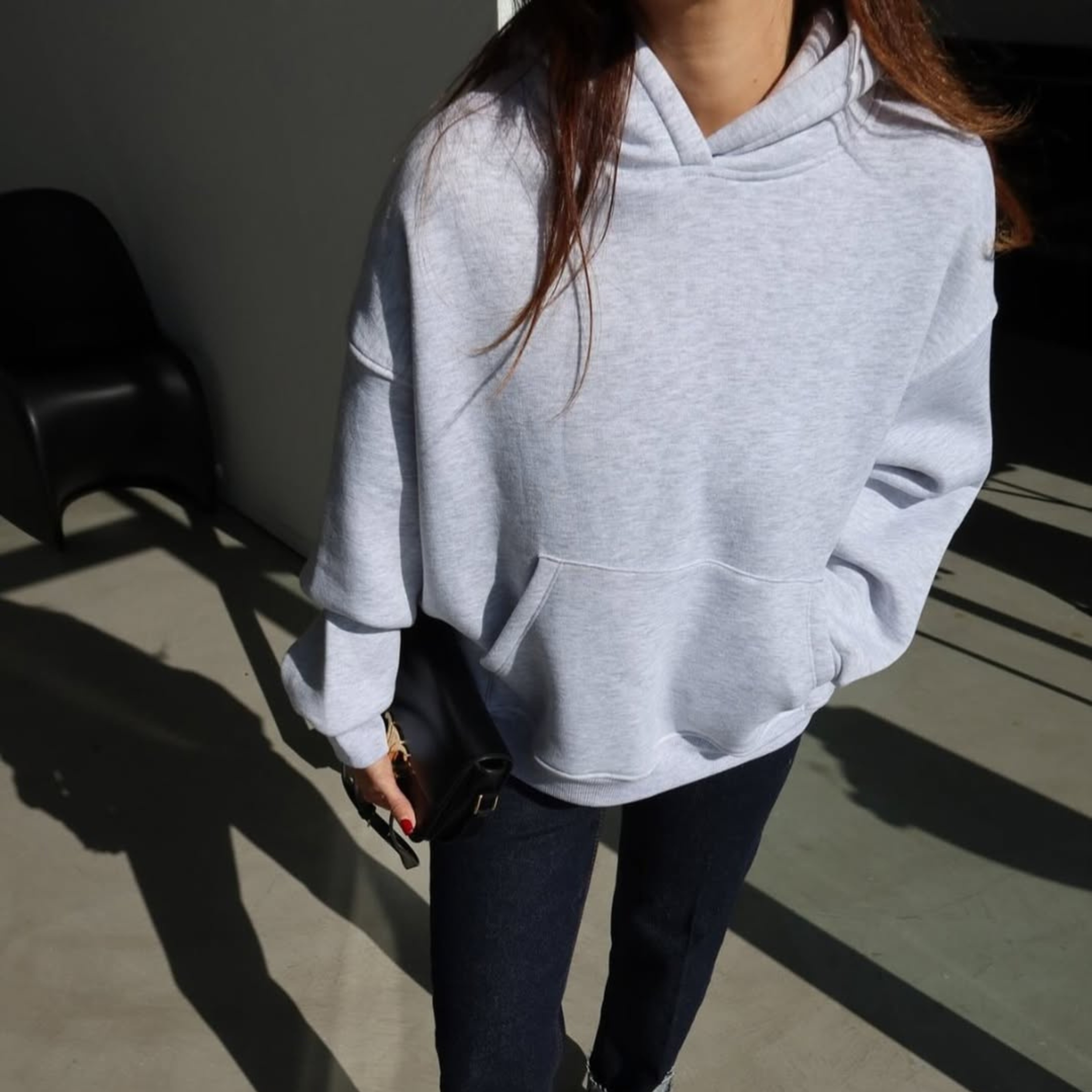 سويت شيرت أوفر سايز رمادي  (للجنسين)