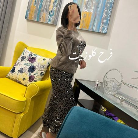 بيجامة شتوية بطبعة النمر, بني