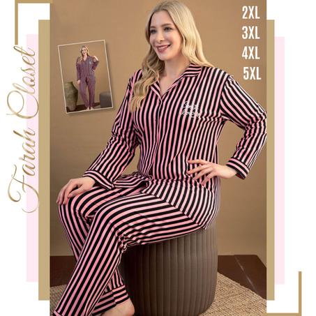 بجامة SWEET LOVE مخططة - قياس كبير