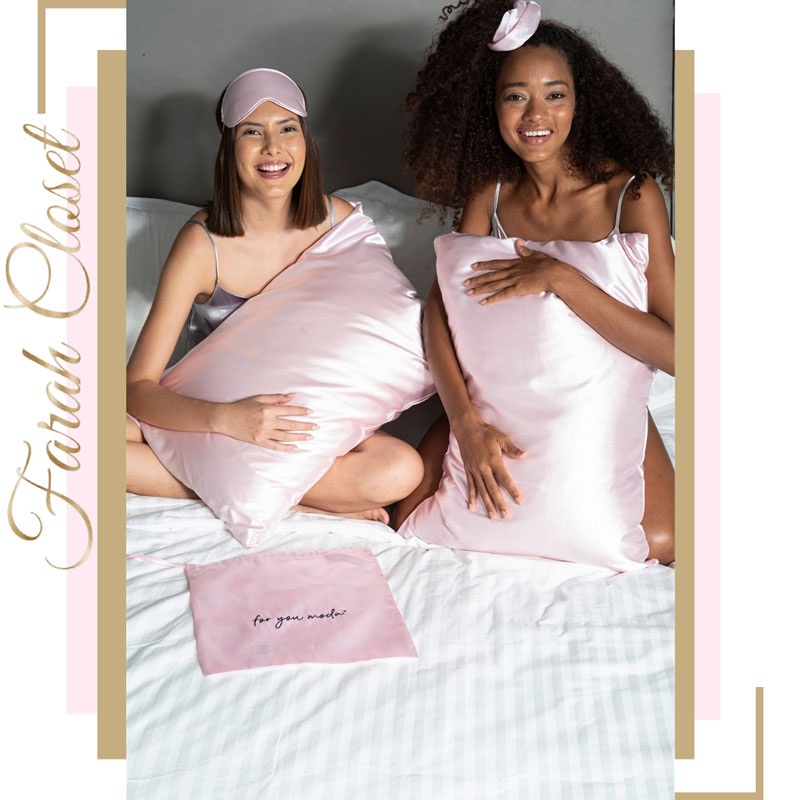 طقم غطاء وسادة مكون من 5 قطع باللون الوردي