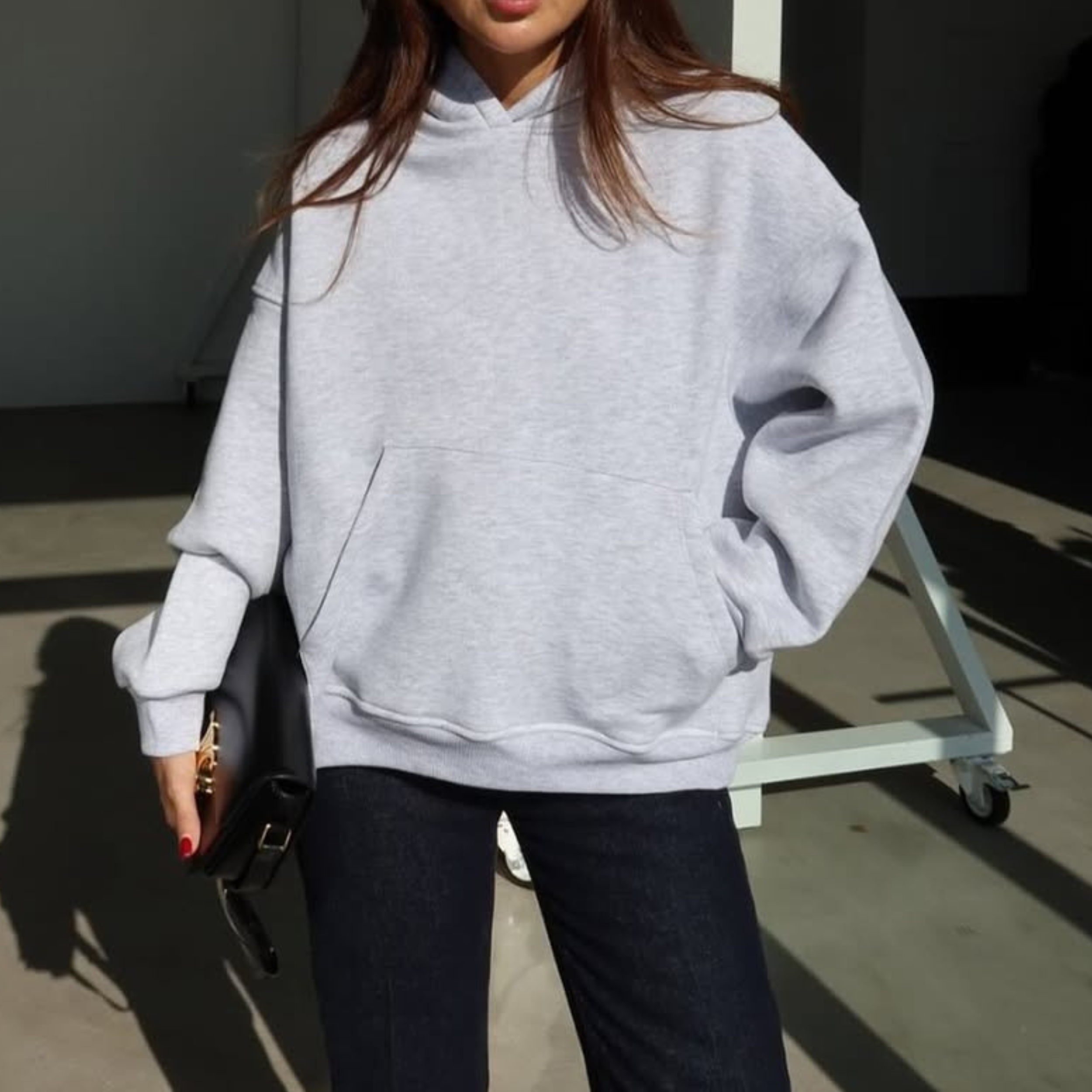 سويت شيرت أوفر سايز رمادي  (للجنسين)