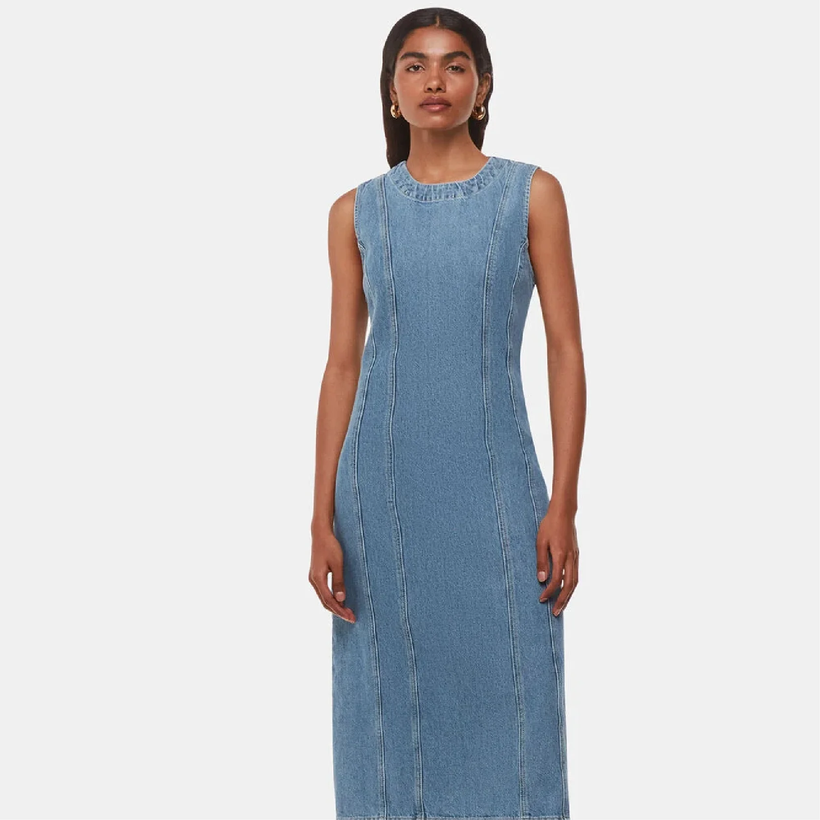 Petite Sleeveless Denim Midi Dress