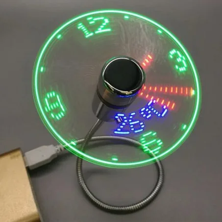 Mini ventilateur LED USB pliable avec horloge