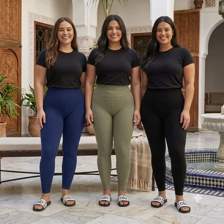 باك 3 سراول ليغينغ نسائية + صندالة أنيقة