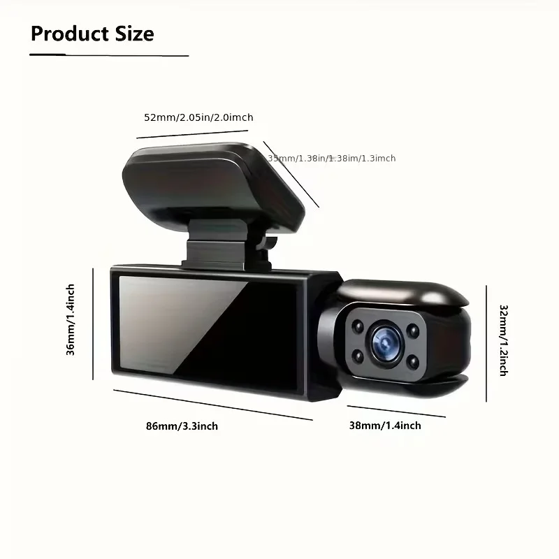 Dual Camera Car Dash Cam 1080P Front & Interior Dash Cams with 8.03Cm IPS Screen