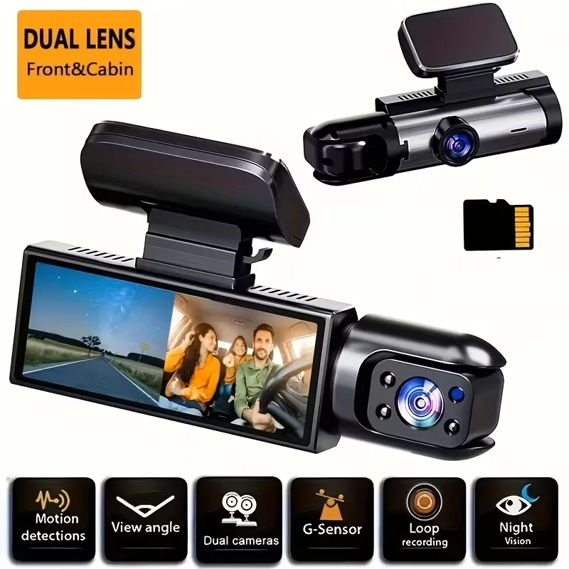 Dual Camera Car Dash Cam 1080P Front & Interior Dash Cams with 8.03Cm IPS Screen
