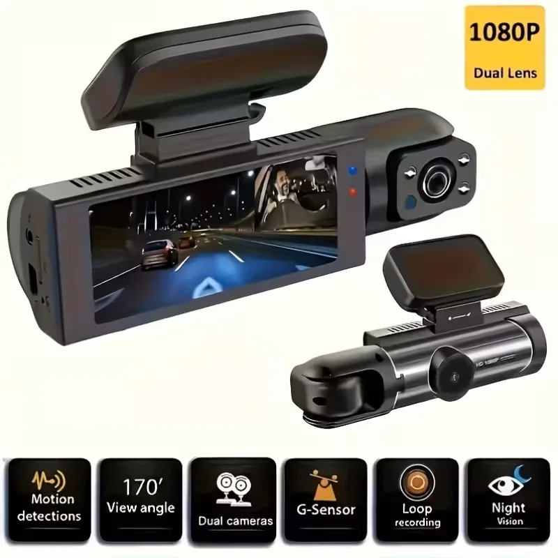 Dual Camera Car Dash Cam 1080P Front & Interior Dash Cams with 8.03Cm IPS Screen