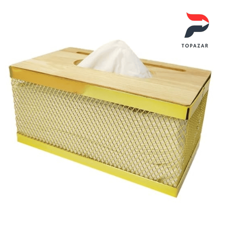 علبة مناديل بغطاء خشبي أنيق ومكان خاص لحمل الهاتف