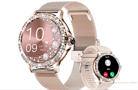 ساعات ذكية للنساء مرصعة بالماس من ايفولين (الرد / إجراء المكالمات)،  مقاومة للماء مع قياس معدل ضربات القلب  ; أطلبها  الآن قبل . الكمية محدودة