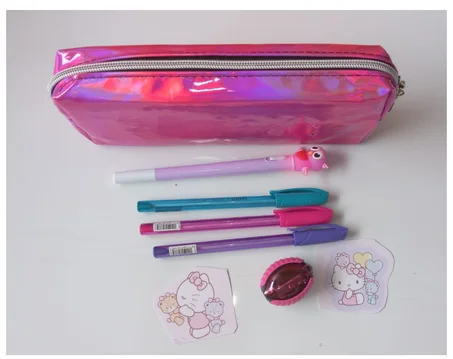 Pack fourniture Scolaire,en vif couleur de rose + 2 stickers cadeaux