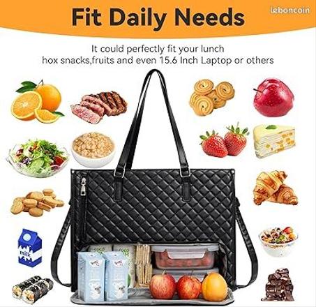 حقيبة يد أنيقة مع قسم معزول لحفظ الطعام
