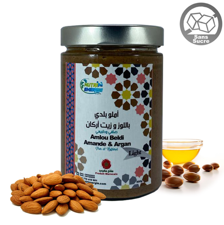 Amlou Beldi d'Amande et Huile d'Argan, Light (sans Miel) 100 % Pure et Naturelle