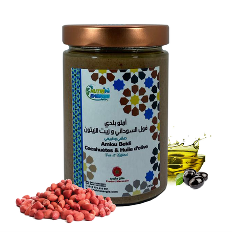 Amlou Beldi de Cacahuète et Huile d'olive ,Sucré uniquement au Miel 100 % Pure et Naturelle