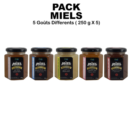 Pack Miels 5 Goûts Differents de Miel (250g X 5)
