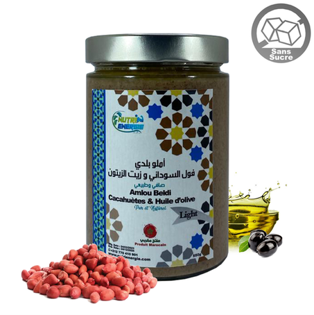 Amlou Beldi de Cacahuète et Huile d'olive , Light (sans Miel) 100 % Pure et Naturelle