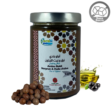Amlou Beldi Nerprun et Huile d'olive, Light (sans Miel) 100 % Pure et Naturelle