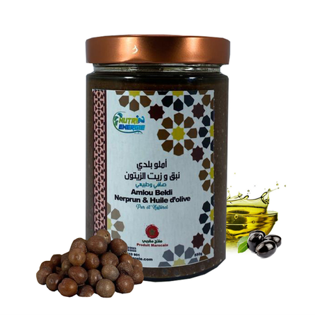 Amlou Beldi Nerprun et Huile d'olive, Sucré uniquement au Miel 100 % Pure et Naturelle