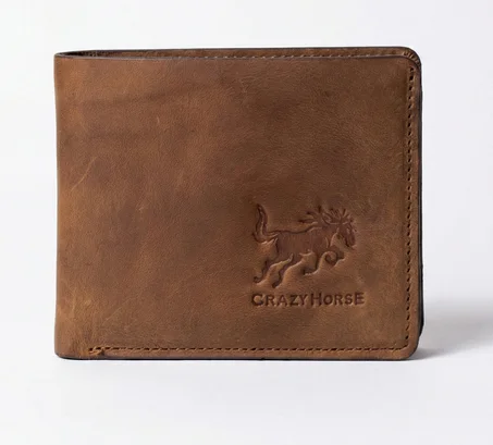 محفظة Crazy Horse الأصلية - شمواة جلد طبيعي 100%