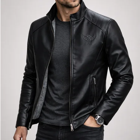 جاكيت لوجو جلد مستورد – نسخة SPREZ الأصلية بخصم 50% والدفع بعد الاستلام