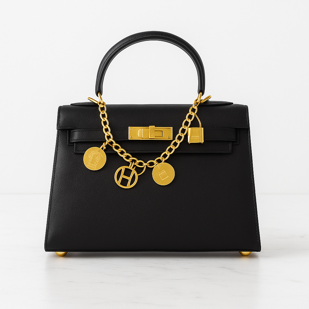 Hermes Kelly Mini — Ivoire & Chaîne Charms Dorés