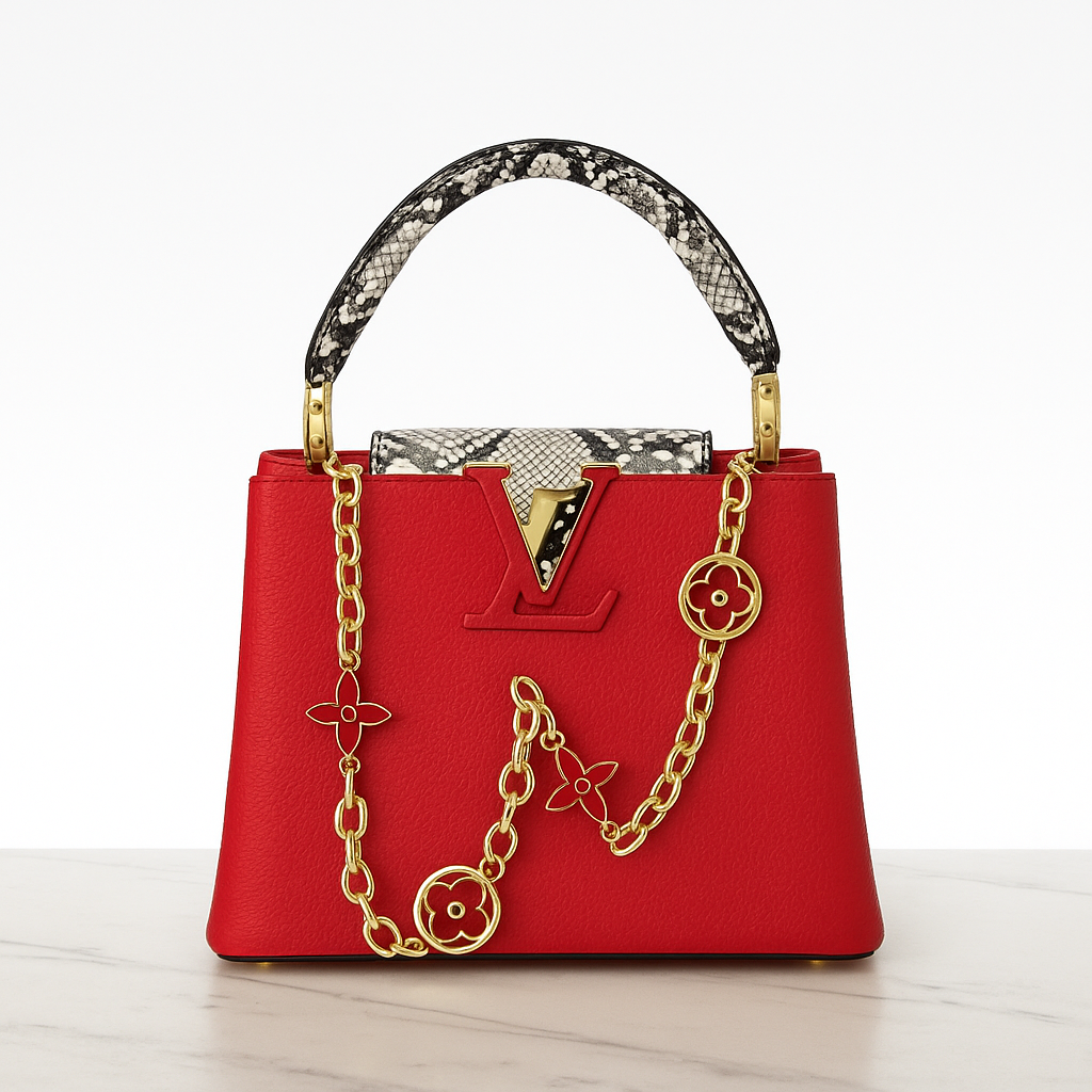 Louis Vuitton Capucines Mini — Taurillon Rouge, Anse Python