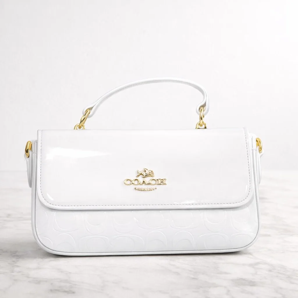 Sac Bandoulière Structuré Verni à Poignée Supérieure