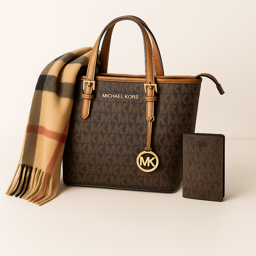 Michael Kors Set + Porte-cartes + Écharpe Burberry Cachemire